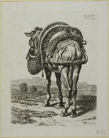 Feeding Mule - Rear, from Die Zweite Thierfolge, 1800. Creator: Johann Christian Reinhart.
