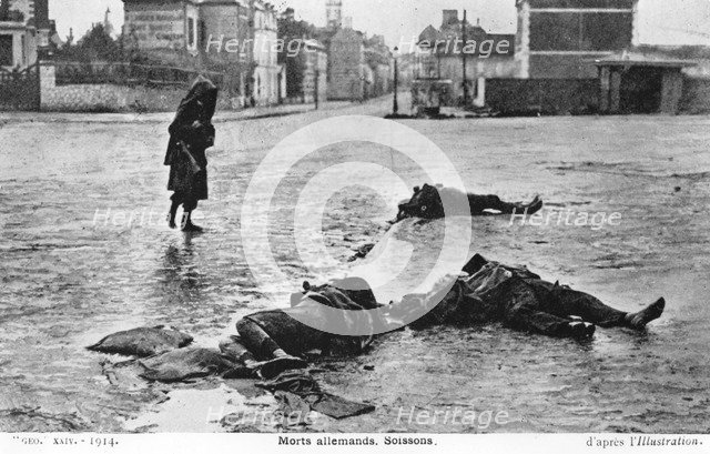Dead German soldiers, Soissons, France, 1914. Artist: Unknown