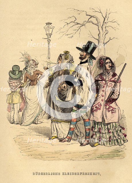 Women's Freedom of Dress, 1840s. Artist: Grandville, Jean-Jacques (1803-1847)