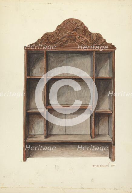 Hand Carved Cabinet, c. 1953. Creator: Ethel Dougan.