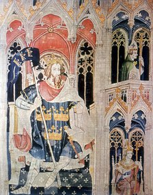 Arthur, 6th century semi-legendary Christian king of the Britons, late 14th century. Artist: Unknown