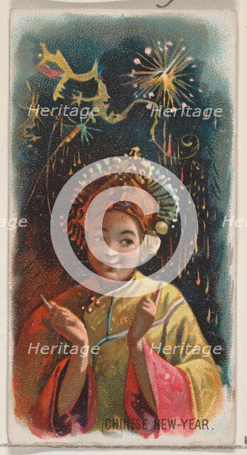 Chinese New Year, from the Holidays series (N80) for Duke brand cigarettes, 1890., 1890. Creator: George S. Harris & Sons.