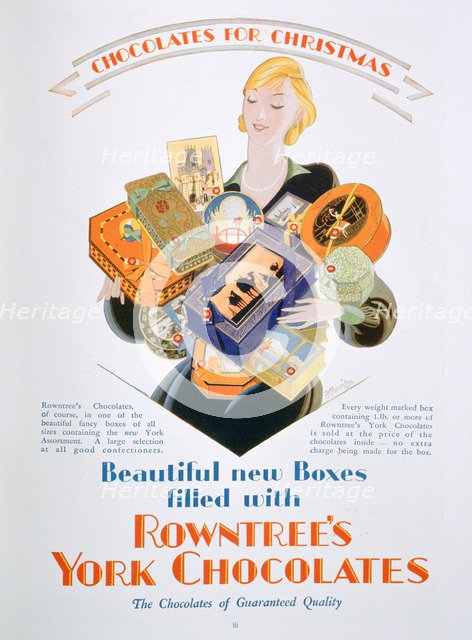 Christmas advert for Rowntree's York Chocolates, 1928. Artist: Unknown