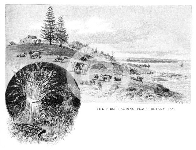 The first landing place, Botany Bay, New South Wales, Australia, 1886.Artist: W Macleod