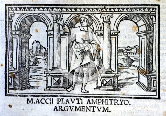 Engraving belonging to the Act I of the play 'Amphitryo', by Tito Maccio Plautus, in an edition o…