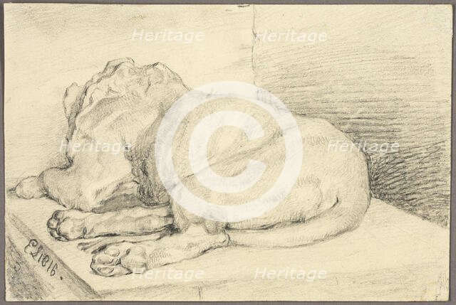 Reclining Lion, From Back, 1816. Creator: Edwin Henry Landseer.