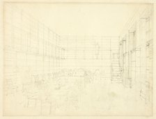 Study for Royal Institution, Albemarle Street, from Microcosm of London, c. 1809. Creator: Augustus Charles Pugin.