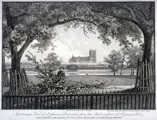St James Park, from the Mall in front of St James's Palace, Westminster, London, 1807. Artist: John Thomas Smith