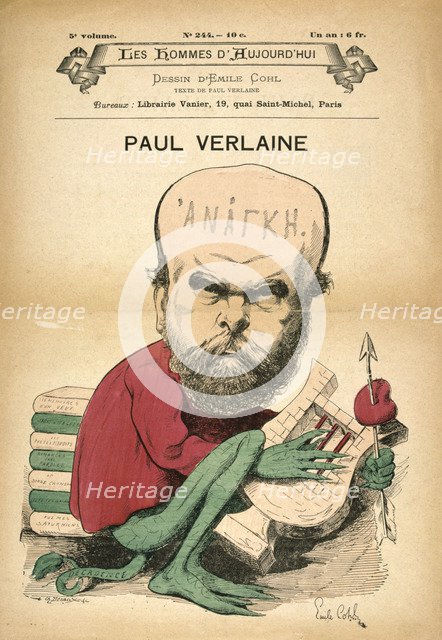 Paul Verlaine as Decadence, c1880s. Artist: Emile Cohl