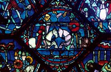 Combat between Roland and King Marsile, stained glass, Chartres Cathedral, France, 1194-1260. Artist: Unknown