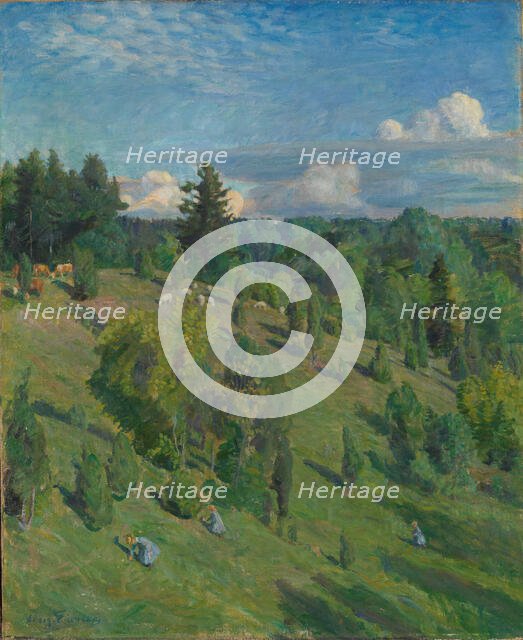 Landscape in Sun, 1903. Creator: August Eiebakke.