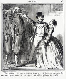 Tiens, Adélaïde...j'ai voulu te faire une surprise.., 1859. Creator: Honore Daumier.