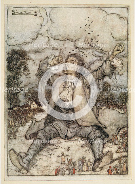 Gulliver Released from The Strings, Raises and Stretches Himself, 1909.