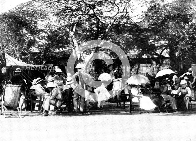 The Total Eclipse of the Sun: group...at the railway siding, Jeur, on the day of the eclipse, 1898. Creator: Stewart.