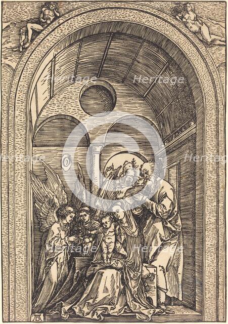 The Holy Family with Two Angels in a Vaulted Hall, c. 1504. Creator: Albrecht Durer.