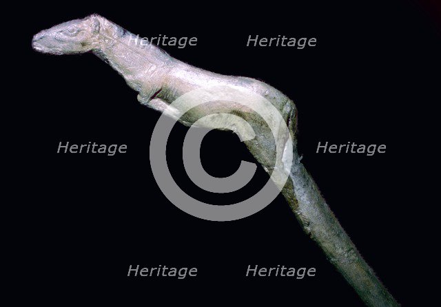 A paleolithic carved bone horse. Artist: Unknown