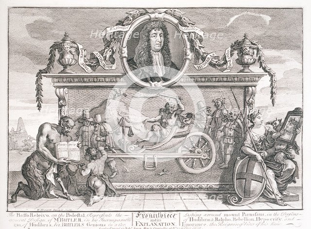 The frontispiece and an explanation to the Story Hudibras, 18th century. Artist: William Hogarth