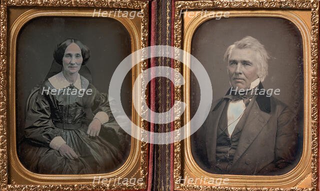 Pair of Portraits of Man and Woman (Husband and Wife?), 1852-60. Creator: Jeremiah Gurney.