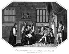 Henry VIII being presented with Cranmer's Bible, 1540 (1824). Artist: Unknown