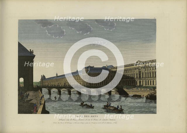 Pont des Arts, Alligné sur le Vieux Louvre et sur le Dôme des Quatre Nations, 1817-1824. Creator: Courvoisier-Voisin, Henri (1757-1830).