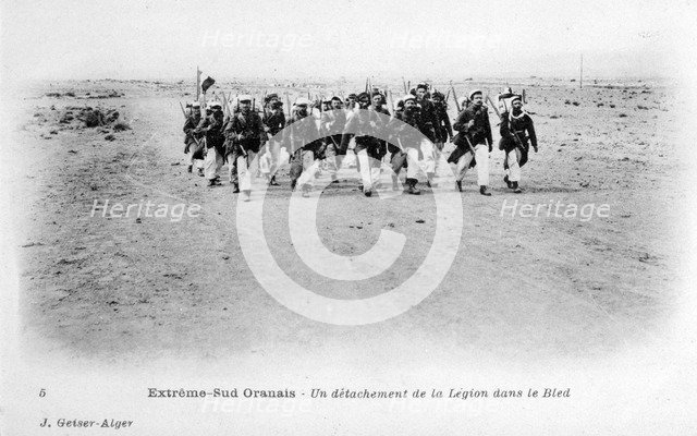A detachment of the French Foreign Legion in the Sahara desert, Algeria, c1905. Artist: J Geiser