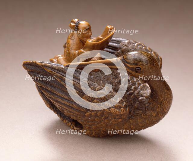 Daoist Immortal with Crane, 19th century. Creator: Unknown.