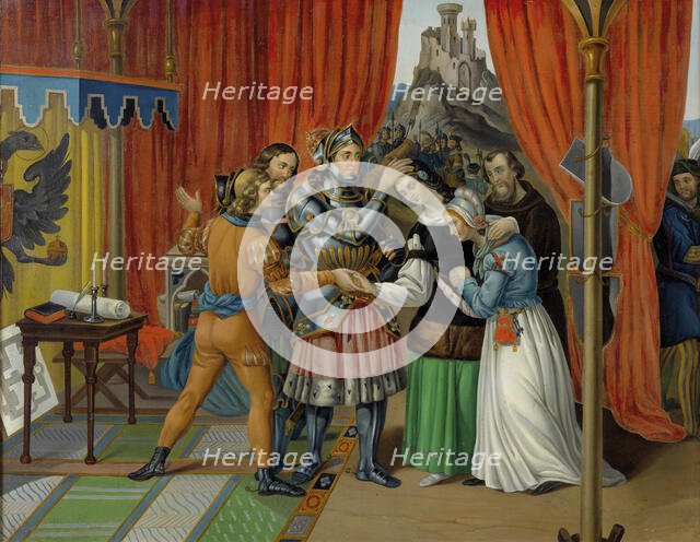 Rudolf I of Habsburg (1273-1291) married his son Rudolf II to Agnes of Bohemia..., Mid of 19th cen.. Creator: Anonymous ().