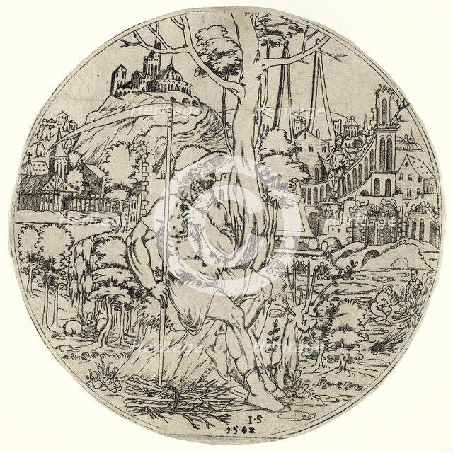 Circular Design with Saturn, 1583. Creator: Jonas Silber.