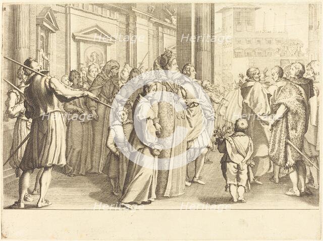 Grand Duchess at the Procession of the Young Girls, c. 1614. Creator: Jacques Callot.