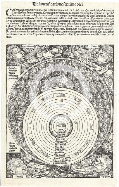 De sanctificatione septime diei (from the Schedel's Chronicle of the World), ca 1493. Creator: Wolgemut, Michael (1434-1519).