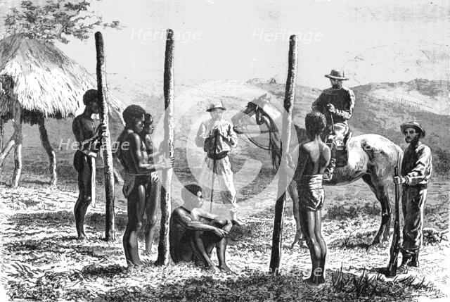 'New Caledonians constructing a house; Some Account of New Caledonia', 1875. Creator: Unknown.