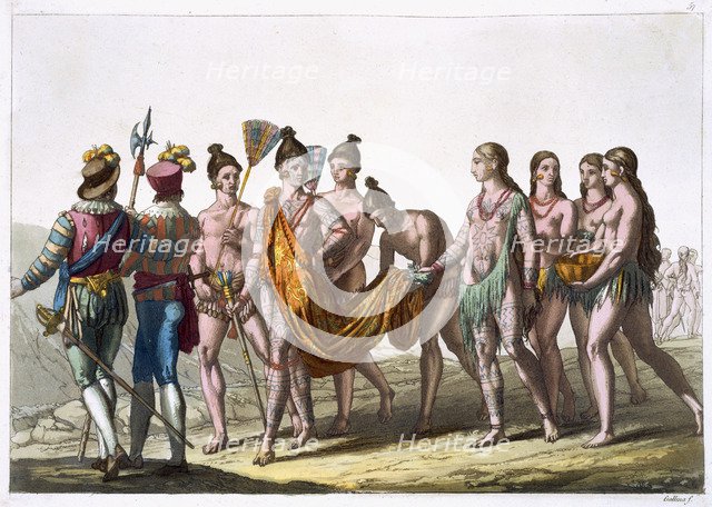 Native American widows approach their chief for permission to remarry, c1820-1839. Artist: Gallo Gallina