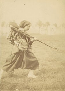[Soldier Training with Bayonet], 1880s-90s. Creator: Unknown.