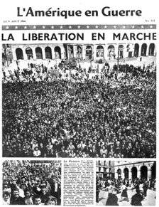 Front page of L'Amerique en Guerre newspaper, 9 August 1944. Artist: Unknown