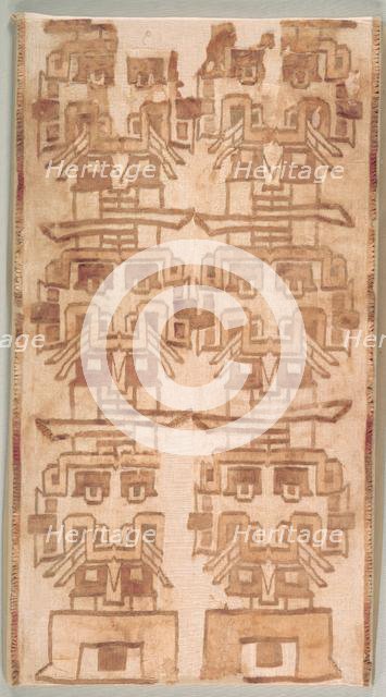 Two Textile Fragment with Fanged Heads, 500-200 BC. Creator: Unknown.