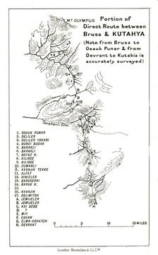 'Portion of direct route between Brusa and Kutahya', c1915. Creator: Stanford's Geographical Establishment.