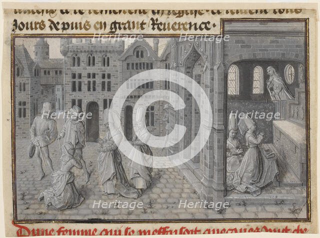 Miniature from The Miracles of Our Lady, about 1460. Creators: Lieven van Lathem, Jean Mielot.