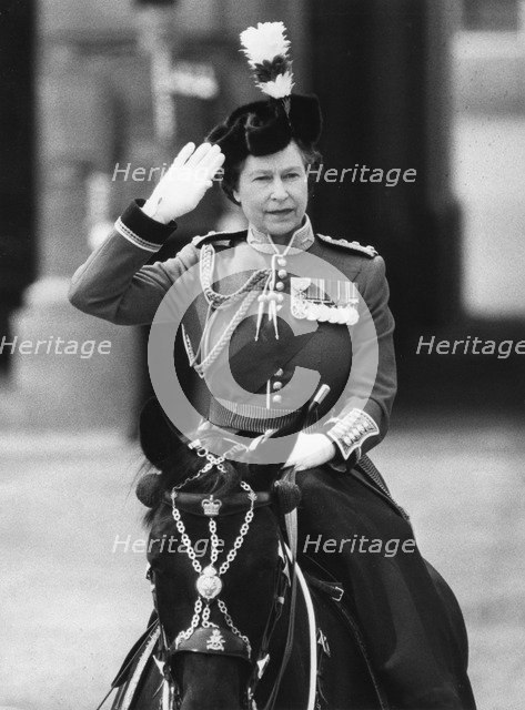 Queen Elizabeth II (b1926) taking the salute during, Buckingham Palace, 1981. Artist: Unknown
