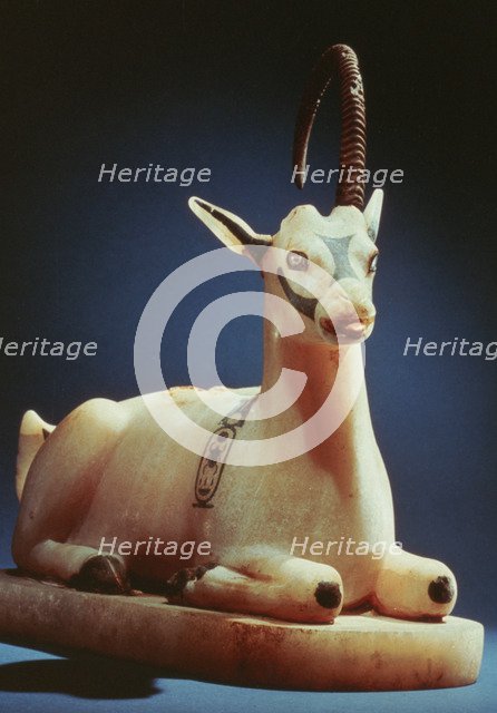 Lid of an unguent jar in the form of an ibex, from Tutankhamun's tomb, 14th century BC. Artist: Unknown