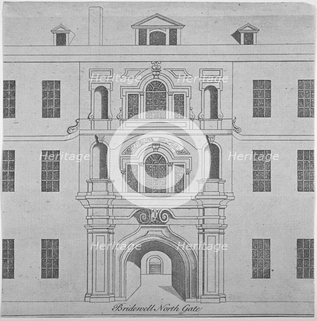 North gate of Bridewell, City of London, 1790. Artist: Anon