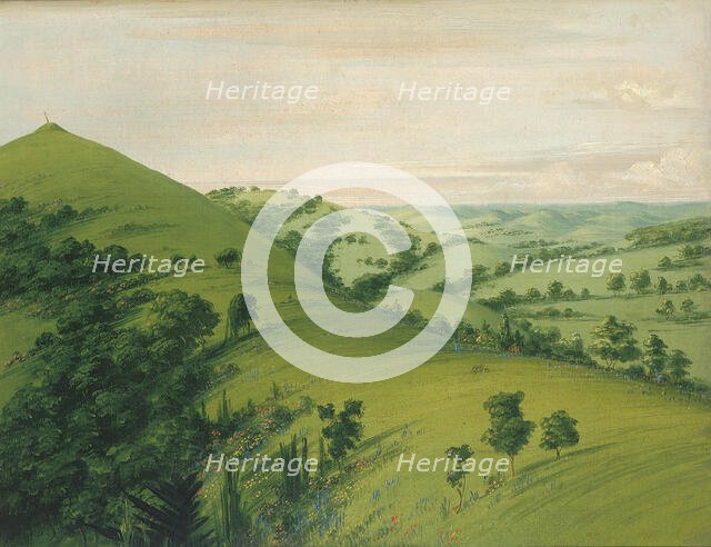 Blackbird's Grave, a Back View, Prairies Enameled with Flowers, 1832. Creator: George Catlin.