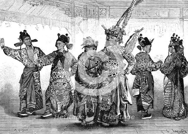 Chinese tragedian actors, 19th century. Artist: C Laplante