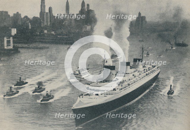 'Arrival at New York of the Normandie', 1936. Artist: Unknown.