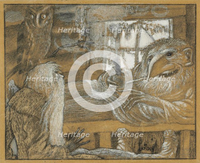 The peasant and the domovoy , 1922. Creator: Chekhonin, Sergei Vasilievich (1878-1936).