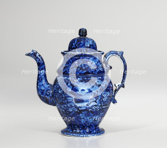 Coffeepot: Lafayette At Franklin's Tomb, 1825-1840. Creator: Enoch Wood & Sons.