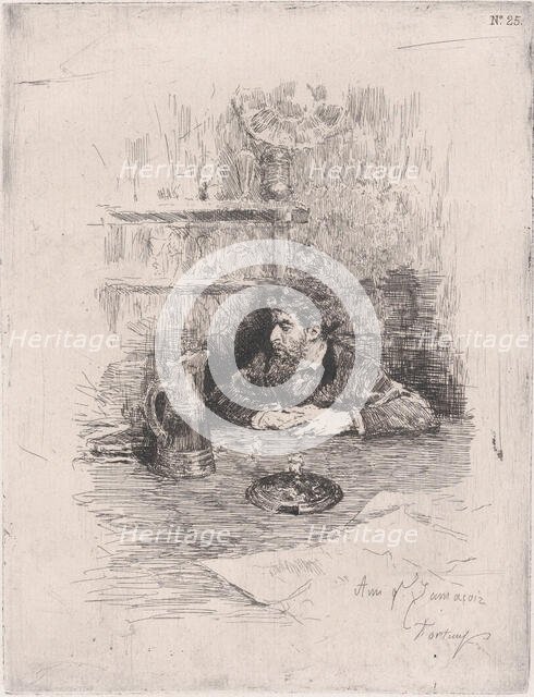 Portrait of the painter Eduardo Zamacois seated at a table, ca. 1869. Creator: Mariano Jose Maria Bernardo Fortuny y Carbo.
