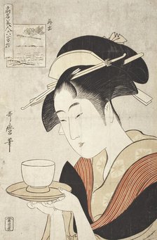 Woman Holding a Cup on a Tray (image 2 of 2), between circa 1794 and circa 1795. Creator: Kitagawa Utamaro.