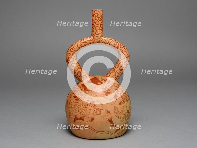 Stirrup Spout Vessel Depicting Costumed Runners, 100 B.C./A.D. 500. Creator: Unknown.