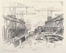 The Sea Lord's Yard, c. 1912. Creator: Joseph Pennell.