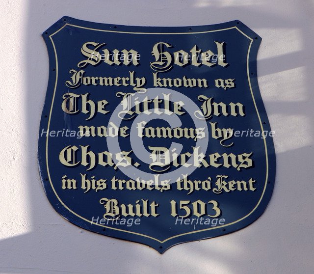 The Sun Hotel Sign, hotel built in 1503, Canterbury, Kent.